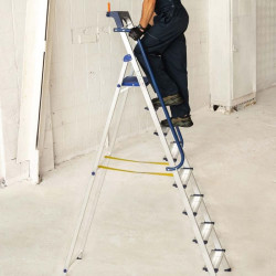 Hoström Escabeau 8 marches SECURE pro alu sécurisé plateforme 182cm Hostrom Kobleo