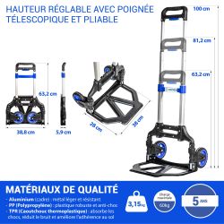 Hoström Diable pliant Aluminium, Charge Max. 60kg, Hostrom Kobleo