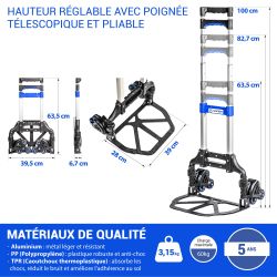 Hoström Diable pliant escalier, Charge Max. 60kg, Hostrom Kobleo