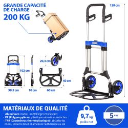 Hoström Diable pliant Aluminium, Charge Max. 200kg, Hostrom Kobleo