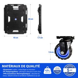 Hoström Plateau roulant pliant, Charge Max. 136kg, Hostrom Kobleo