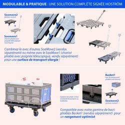 Hoström Plateau roulant pliant, Charge Max. 136kg, Hostrom Kobleo