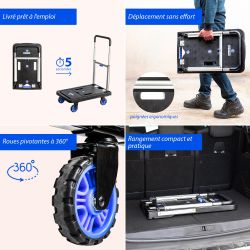 Hoström Chariot à roulettes pliable, Charge max. 137kg, Hostrom Kobleo