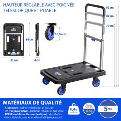 Hoström Chariot à roulettes pliable, Charge max. 137kg, Hostrom Kobleo