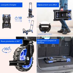 Hoström 2-en-1, Chariot à roulettes et diable pliant, Hostrom Kobleo