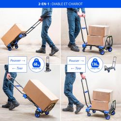 Hoström 2-en-1, Chariot à roulettes et diable pliant, Hostrom Kobleo