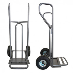Stockman Diable acier DVPF2-RG-BR 250kg roues gonfables et bavette rabattable Kobleo Stockman Diable acier DVPF2-RG-BR 250kg roues gonfables et bavette rabattable Kobleo