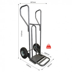 Stockman Diable acier DVPF2-RG-BR 250kg roues gonfables et bavette rabattable Kobleo Stockman Diable acier DVPF2-RG-BR 250kg roues gonfables et bavette rabattable Kobleo