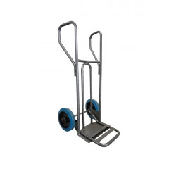 Stockman Diable DVPF2-RSB-BR 250kg roues caoutchouc bleu bavette rabattable Kobleo Stockman Diable DVPF2-RSB-BR 250kg roues caoutchouc bleu bavette rabattable Kobleo
