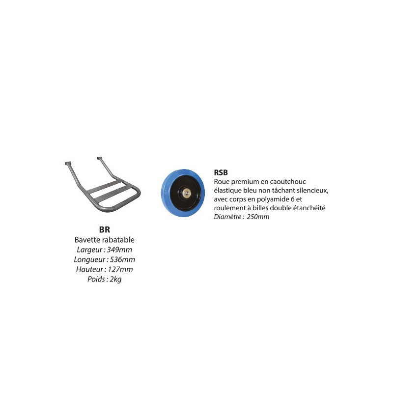 Stockman Diable DVPF2-RSB-BR 250kg roues caoutchouc bleu bavette rabattable Kobleo Stockman Diable DVPF2-RSB-BR 250kg roues caoutchouc bleu bavette rabattable Kobleo