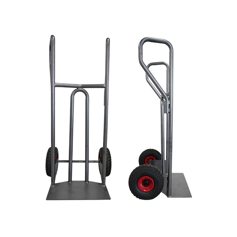 Stockman Diable acier DVPF400-RG incurvé poignée fermée 400kg roues gonflables Kobleo Stockman Diable acier DVPF400-RG incurvé poignée fermée 400kg roues gonflables Kobleo