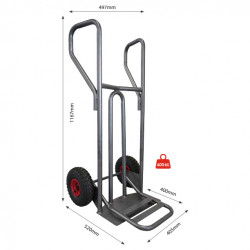Stockman Diable acier DVPF400-RG-BR 400kg roues gonflables bavette rabattable Kobleo
