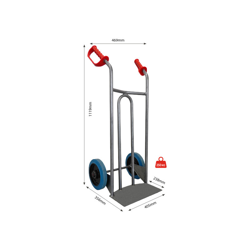 Stockman Diable DVPO-RSB incurvé poignée ouverte 250kg roues caoutchouc bleu Kobleo Stockman Diable DVPO-RSB incurvé poignée ouverte 250kg roues caoutchouc bleu Kobleo
