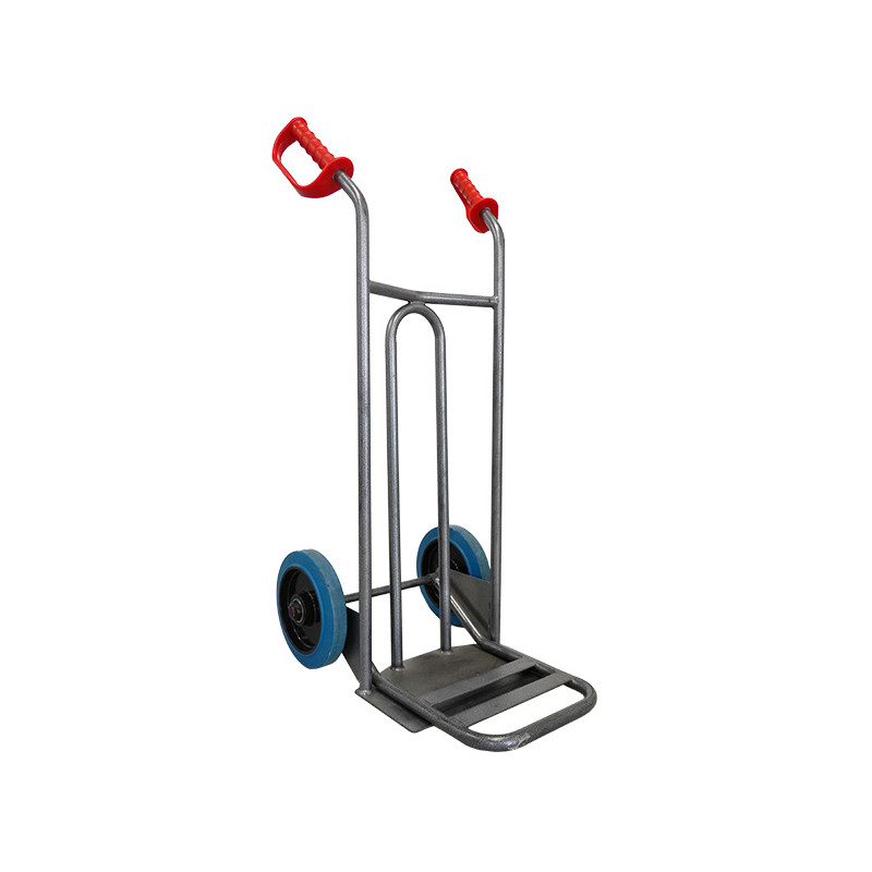 Stockman Diable DVPO-RSB-BR 250kg roues caoutchouc bleu bavette rabattable Kobleo Stockman Diable DVPO-RSB-BR 250kg roues caoutchouc bleu bavette rabattable Kobleo