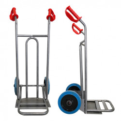 Stockman Diable DVPO-RSB-BR 250kg roues caoutchouc bleu bavette rabattable Kobleo Stockman Diable DVPO-RSB-BR 250kg roues caoutchouc bleu bavette rabattable Kobleo