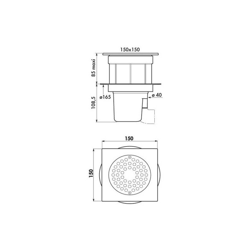 Delabie Siphon de sol Delabie 150x150mm pour sol carrelé ou béton brut Kobleo Delabie Siphon de sol Delabie 150x150mm pour sol carrelé ou béton brut Kobleo