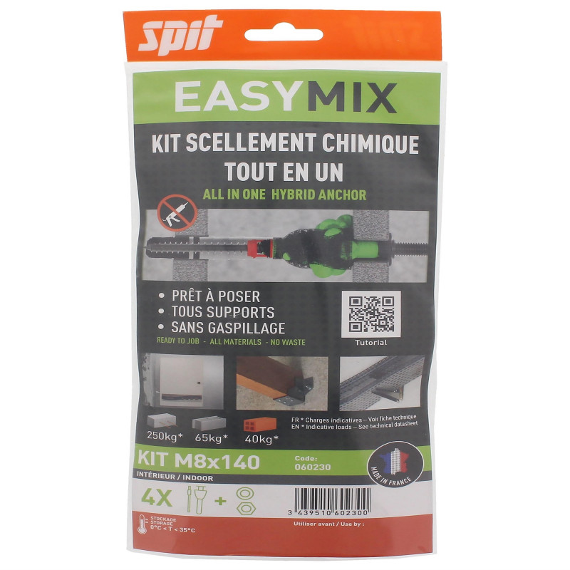 Cheville Spit EasyMix M8x140/30 Blister de 4 pièces D16mm Kobleo Cheville Spit EasyMix M8x140/30 Blister de 4 pièces D16mm Kobleo