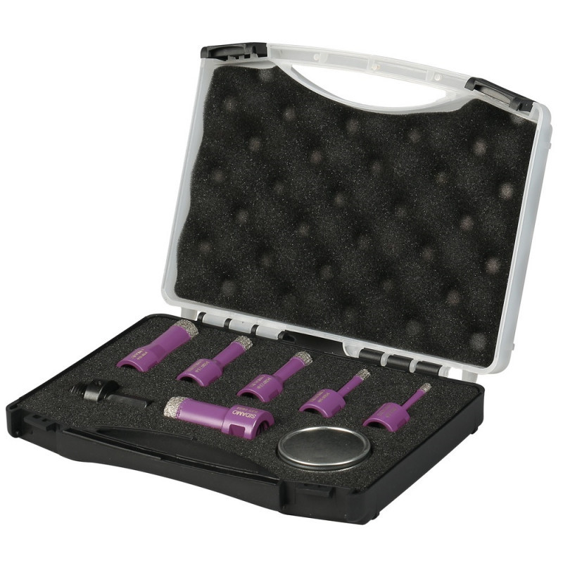 Coffret de 6 trépans diamant à sec 11101451 M14 D6-8-10-12-18-22mm