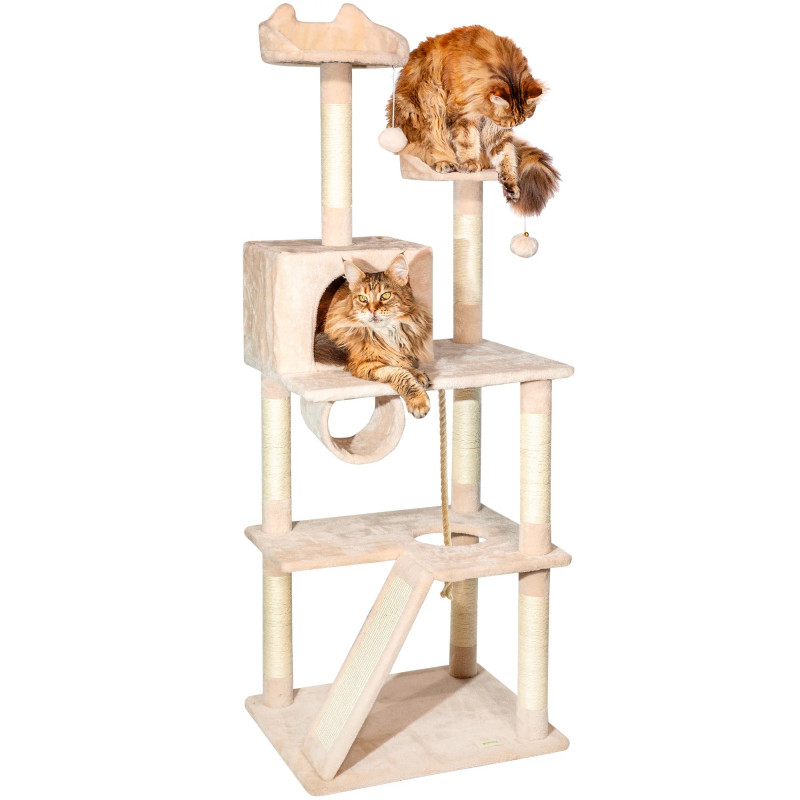Arbre a chat beige H 150cm, PAITSY