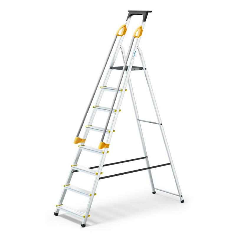 Escabeau 8 marches DURAMP alu pliable sécurisé plateforme 162cm Hostrom