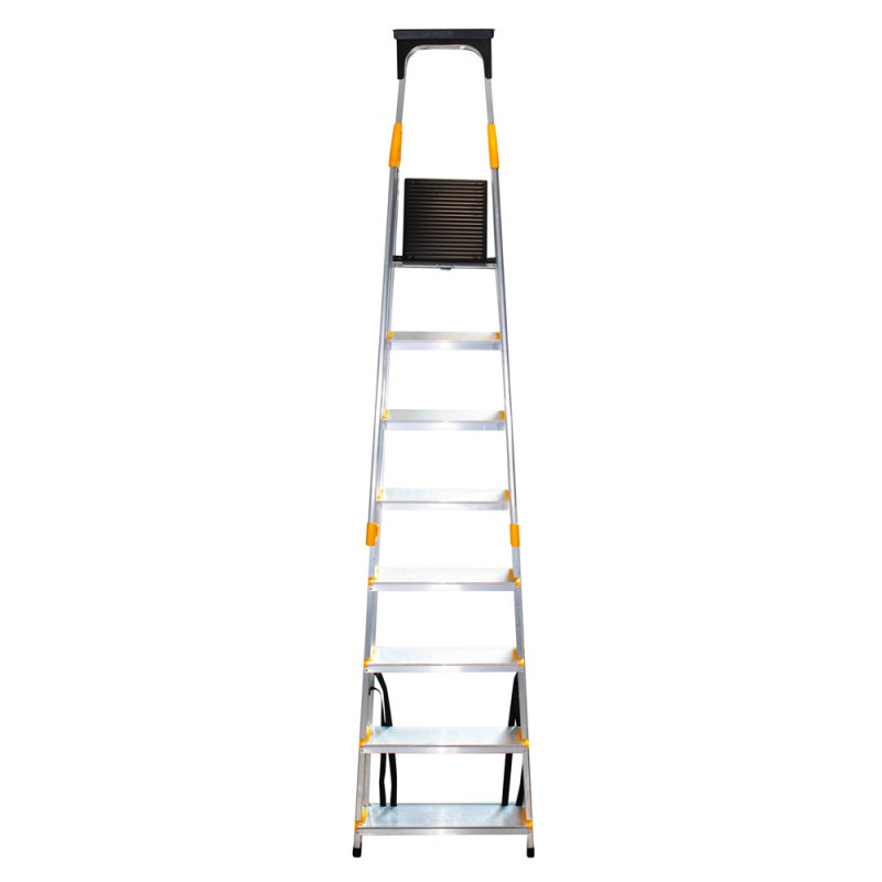 Escabeau 8 marches DURAMP alu pliable sécurisé plateforme 162cm Hostrom