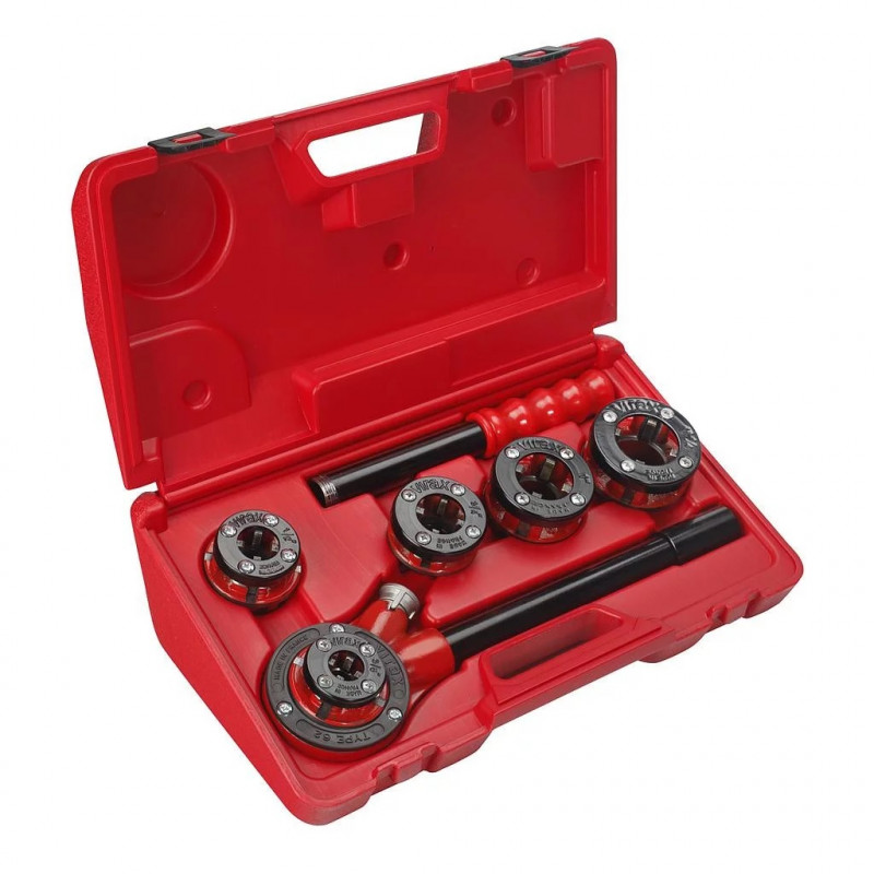 Virax Filière manuelle têtes interchangeable BSPT droite 3/8 11/4 coffret Kobleo Virax Filière manuelle têtes interchangeable BSPT droite 3/8 11/4 coffret Kobleo
