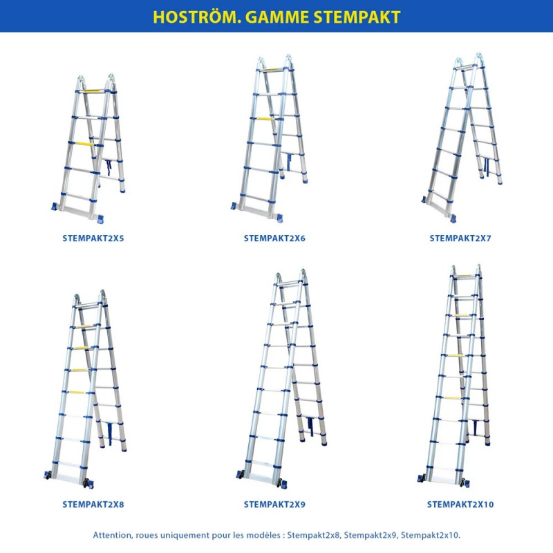 Hoström Échelle télescopique Stempakt 6,2m, hauteur travail max 7,1m Hostrom Kobleo Hoström Échelle télescopique Stempakt 6,2m, hauteur travail max 7,1m Hostrom Kobleo