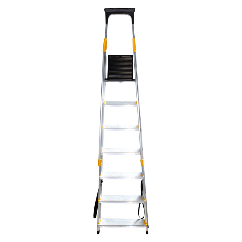 Escabeau 7 marches DURAMP alu pliable sécurisé plateforme 140cm Hostrom