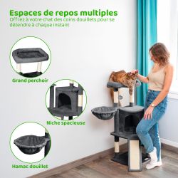 Paitsy Arbre a chat gris foncé H 106cm, PAITSY Kobleo