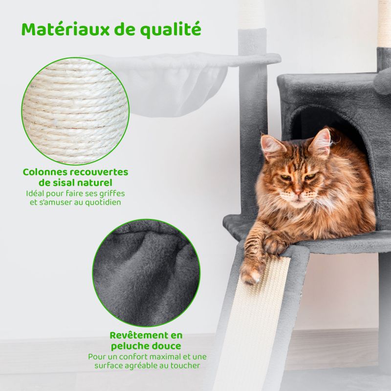 Paitsy Arbre a chat gris foncé H 106cm, PAITSY Kobleo Paitsy Arbre a chat gris foncé H 106cm, PAITSY Kobleo