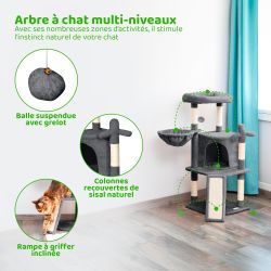 Paitsy Arbre a chat gris foncé H 106cm, PAITSY Kobleo