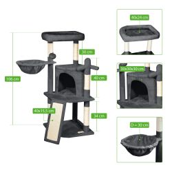 Paitsy Arbre a chat gris foncé H 106cm, PAITSY Kobleo