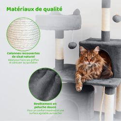 Paitsy Arbre a chat gris foncé H 158cm, PAITSY Kobleo