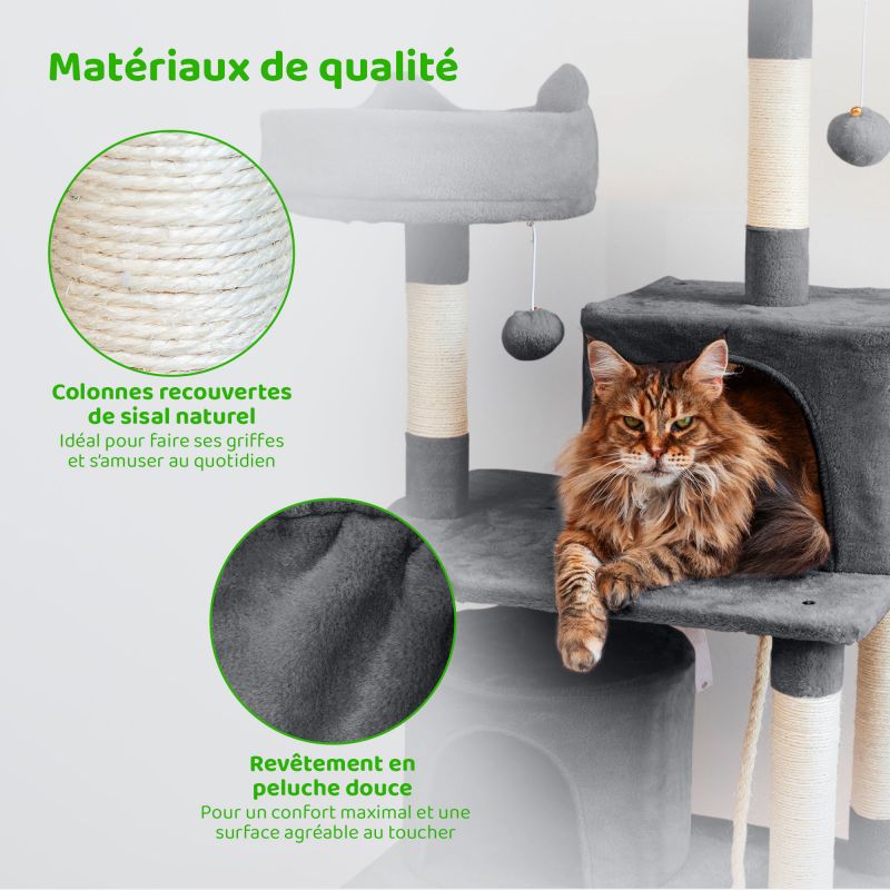 Paitsy Arbre a chat gris foncé H 158cm, PAITSY Kobleo Paitsy Arbre a chat gris foncé H 158cm, PAITSY Kobleo