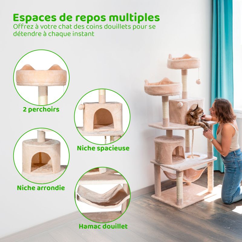 Paitsy Arbre a chat beige H 158cm, PAITSY Kobleo Paitsy Arbre a chat beige H 158cm, PAITSY Kobleo