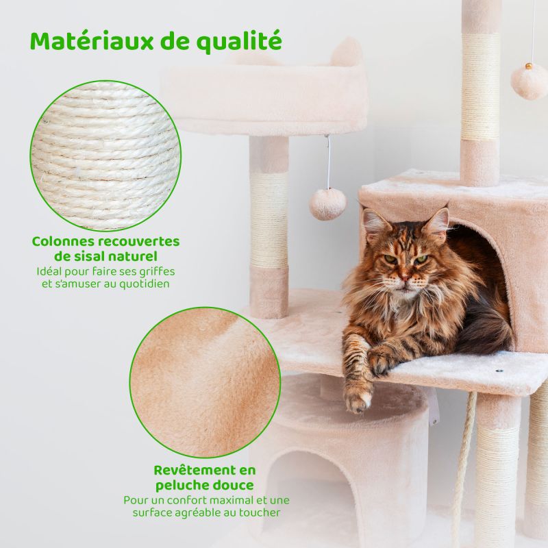 Paitsy Arbre a chat beige H 158cm, PAITSY Kobleo Paitsy Arbre a chat beige H 158cm, PAITSY Kobleo