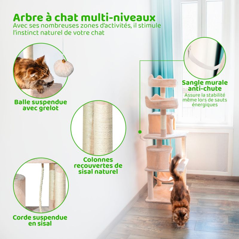 Paitsy Arbre a chat beige H 158cm, PAITSY Kobleo Paitsy Arbre a chat beige H 158cm, PAITSY Kobleo