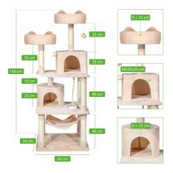 Paitsy Arbre a chat beige H 158cm, PAITSY Kobleo