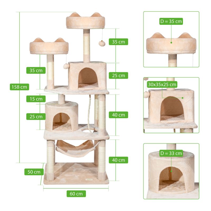 Paitsy Arbre a chat beige H 158cm, PAITSY Kobleo Paitsy Arbre a chat beige H 158cm, PAITSY Kobleo
