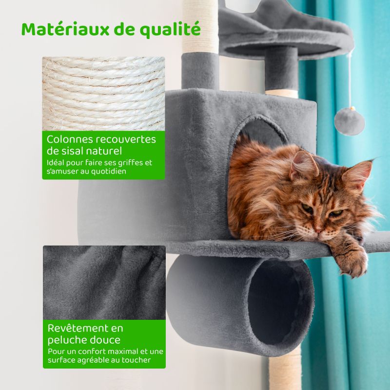 Paitsy Arbre a chat gris foncé H 150cm, PAITSY Kobleo Paitsy Arbre a chat gris foncé H 150cm, PAITSY Kobleo