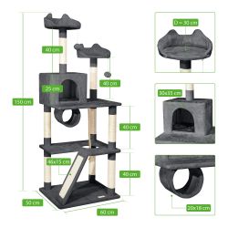 Paitsy Arbre a chat gris foncé H 150cm, PAITSY Kobleo