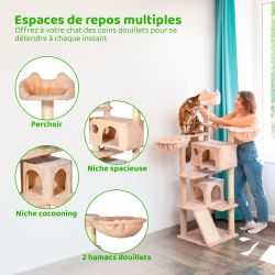 Paitsy Arbre a chat beige H 165cm, PAITSY Kobleo