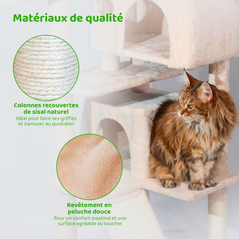 Paitsy Arbre a chat beige H 165cm, PAITSY Kobleo Paitsy Arbre a chat beige H 165cm, PAITSY Kobleo