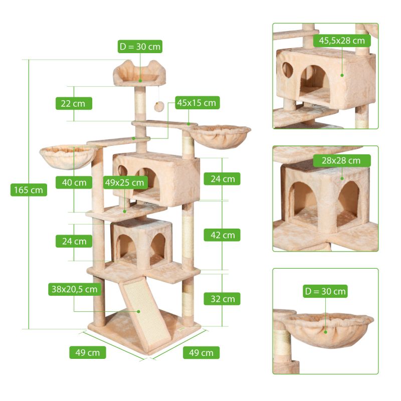 Paitsy Arbre a chat beige H 165cm, PAITSY Kobleo Paitsy Arbre a chat beige H 165cm, PAITSY Kobleo