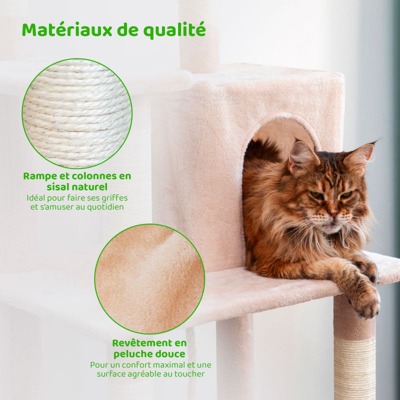 Paitsy Arbre a chat XL beige H 160cm, PAITSY Kobleo Paitsy Arbre a chat XL beige H 160cm, PAITSY Kobleo