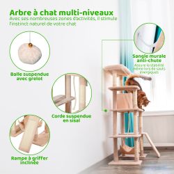 Paitsy Arbre a chat XL beige H 160cm, PAITSY Kobleo