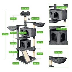 Paitsy Arbre a chat gris foncé H 165cm, PAITSY Kobleo