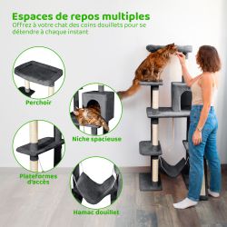 Paitsy Arbre a chat XL gris foncé H 160cm, PAITSY Kobleo