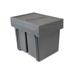 Emuca Poubelle de recyclage Emuca 8199423 plastique 40L gris anthracite Kobleo