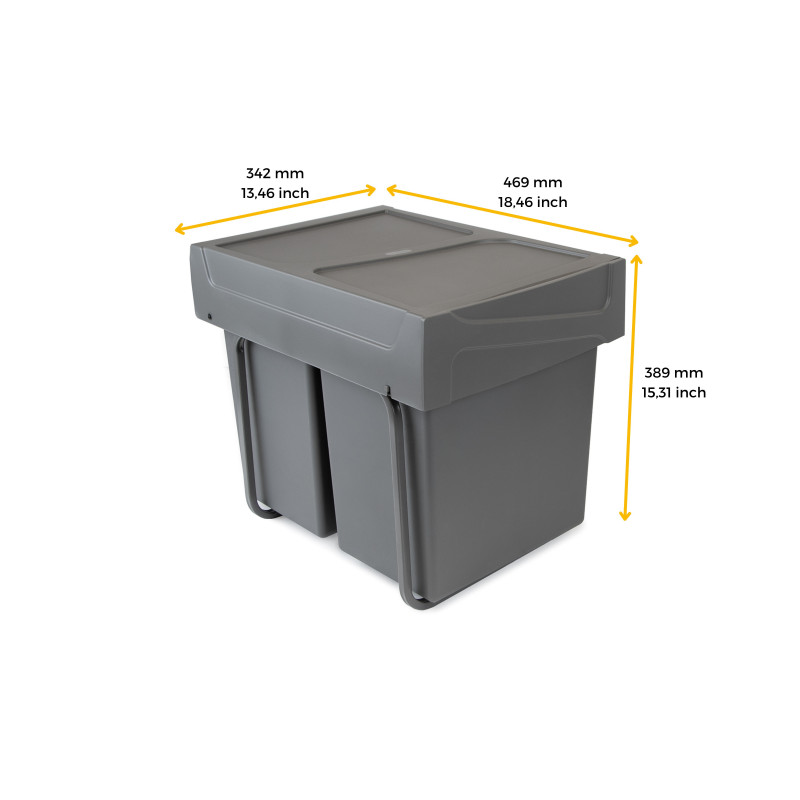 Emuca Poubelle de recyclage Emuca 8199423 plastique 40L gris anthracite Kobleo Emuca Poubelle de recyclage Emuca 8199423 plastique 40L gris anthracite Kobleo